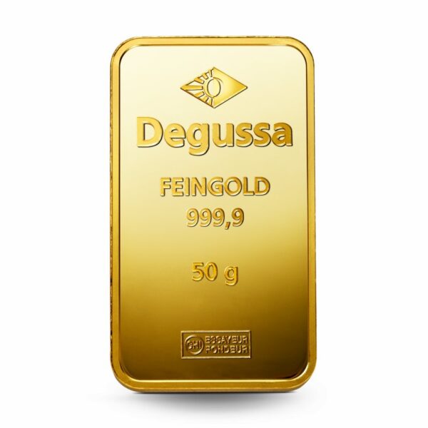 50 g Degussa Goldbarren (geprägt) Vintage – Bild 3