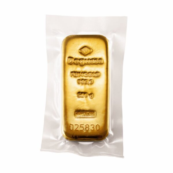 500 g Degussa Goldbarren (gegossen) – Bild 3