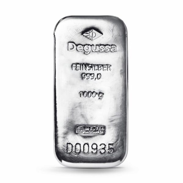 1000 g Degussa Silberbarren (gegossen)