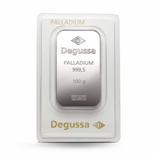 100 g Degussa Palladiumbarren (geprägt)
