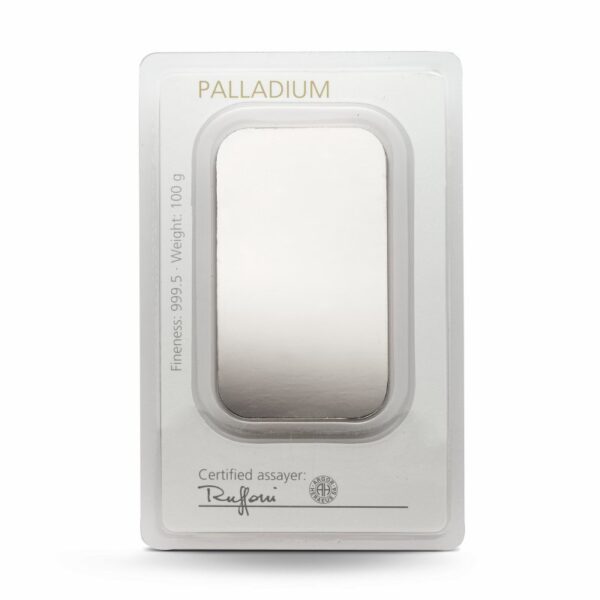 100 g Degussa Palladiumbarren (geprägt) – Bild 2